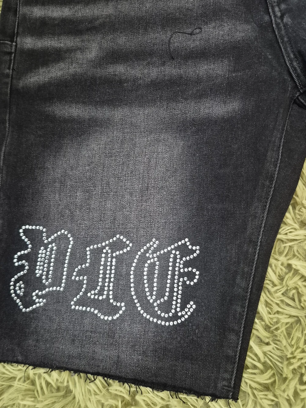 Purple Brand Rhinestone Black Denim Shorts NWT Men's Size  34 Designer Jean